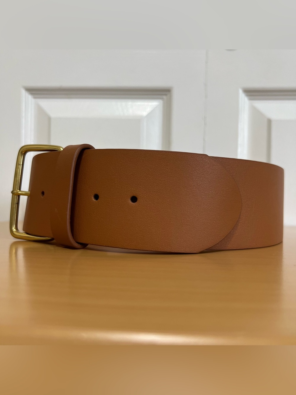 J. Crew Women’s Wide Brown Leather Belt with Gold-Tone Buckle Size Small - Picture 6 of 12